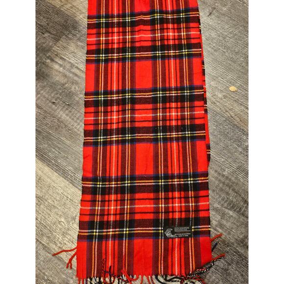 Cashmere viscose red plaid holiday scarf butter soft Xmas gift tartan - Picture 4 of 5